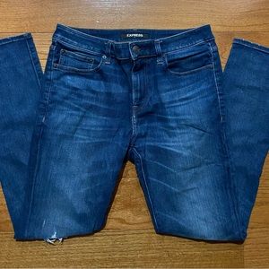 EXPRESS Hyperstretch Ripped Slim Jeans with slight distressing